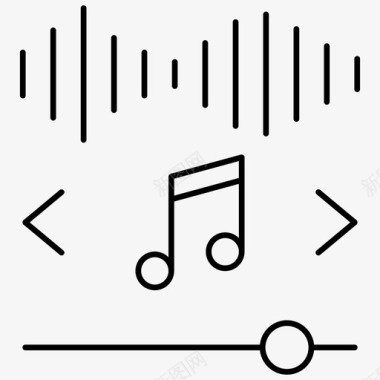 音乐播放器音频基本用户界面轮廓图标图标