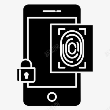 印记拇指生物识别锁定图标图标