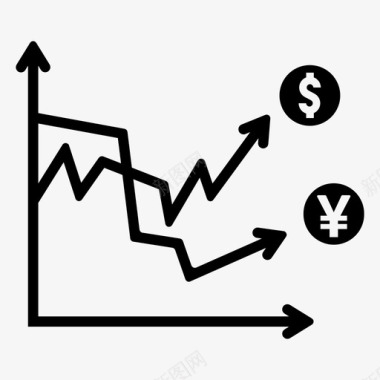 美元和日元波动现金硬币图标图标