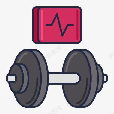 哑铃背景哑铃共工作空间7线性颜色图标图标
