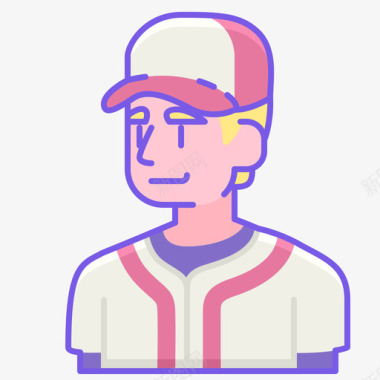 棒球运动员阿凡达男线性肤色图标图标