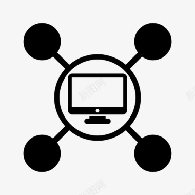 连接互通计算机连接数字互联网图标图标