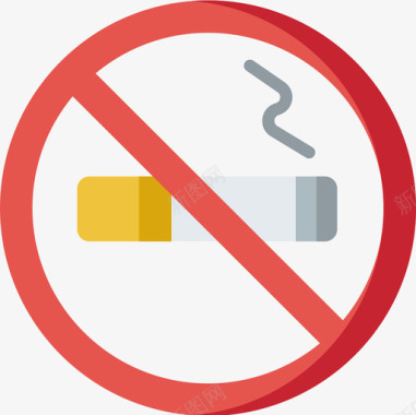 禁止吸烟信号和禁令5平坦图标图标