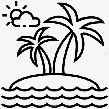 热带岛屿海滩岛异域海滩图标图标
