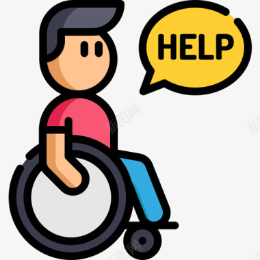 援助残疾人残疾人援助3线性颜色图标图标