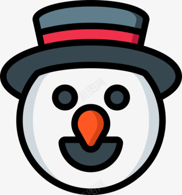 圣诞雪人雪人圣诞表情3线性颜色图标图标