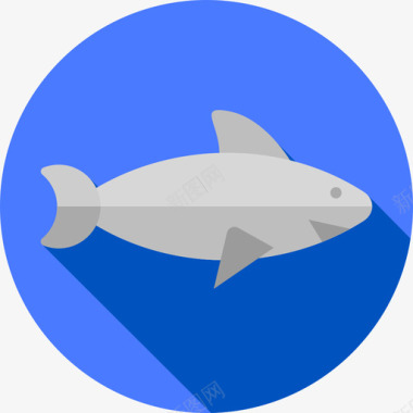 鲨鱼海洋生物34扁平图标图标