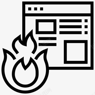 数据丢失火灾黑客攻击图标图标