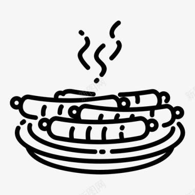 烤香肠快餐盘子图标图标