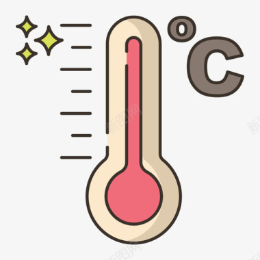 水温温度计温度计222天气线性颜色图标图标