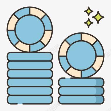陶瓷筹码赌场筹码投资7线性颜色图标图标