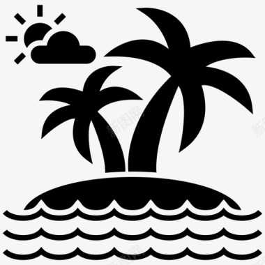 热带岛屿海滨异域海滩图标图标
