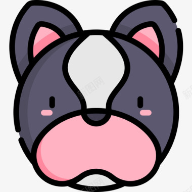 法国斗牛犬犬6线性颜色图标图标