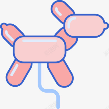 气球狗主题公园线性颜色图标图标