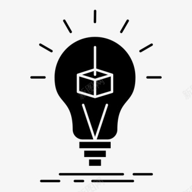 创意灯泡盒子立方体图标图标