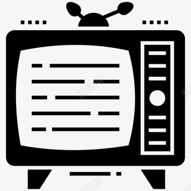 复古电视天线电视电视机图标图标
