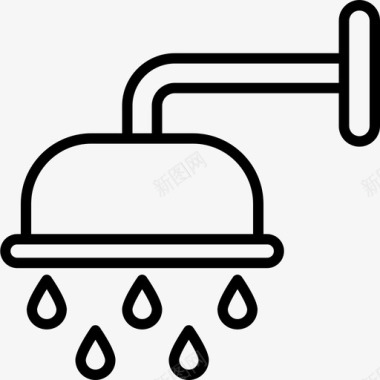 淋浴水管工40线性图标图标