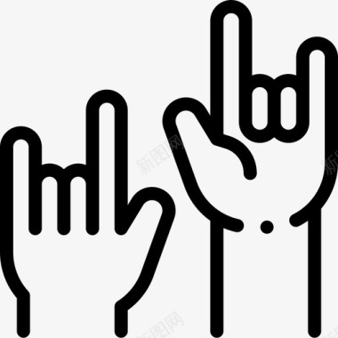 手和手势音乐节37线性图标图标
