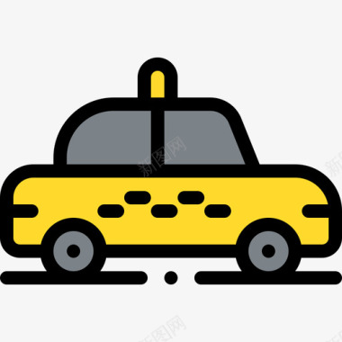 出租车城市生活39线性颜色图标图标