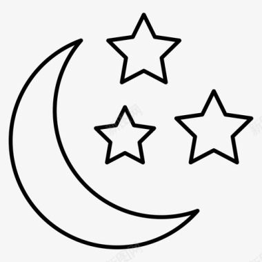天气夜新月月亮图标图标