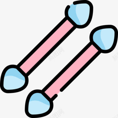 棉签清洁67线性颜色图标图标