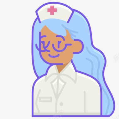 护士护士阿凡达女性直系肤色图标图标