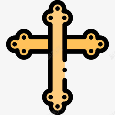 十字架十字架精神的21线的颜色图标图标
