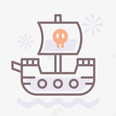 海盗船主题公园1线性颜色图标图标