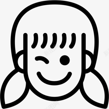 女人素描微笑表情情感图标图标