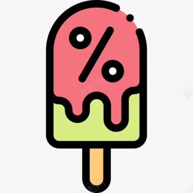 冰淇淋夏季销售11线性颜色图标图标