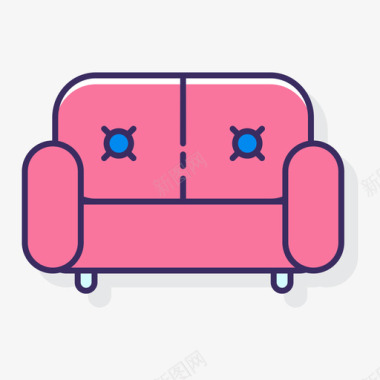 沙发共工作空间6线性颜色图标图标