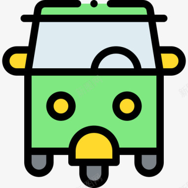 人力车人力车车辆和运输工具1线性颜色图标图标