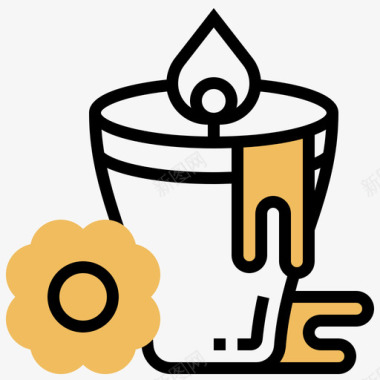 蜡烛spa元素7黄色阴影图标图标