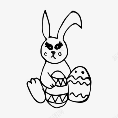 复活节兔子庆祝春天图标图标