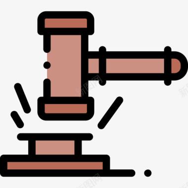 图标22木槌法律与正义22线颜色图标图标