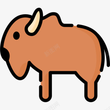 野牛触角野牛动物53线形颜色图标图标