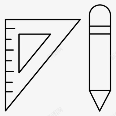 紫色铅笔几何数学测量图标图标