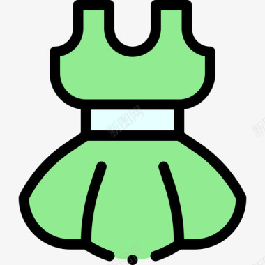 连衣裙夏装9线性颜色图标图标