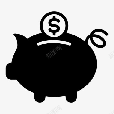 投币猪经济货币图标图标