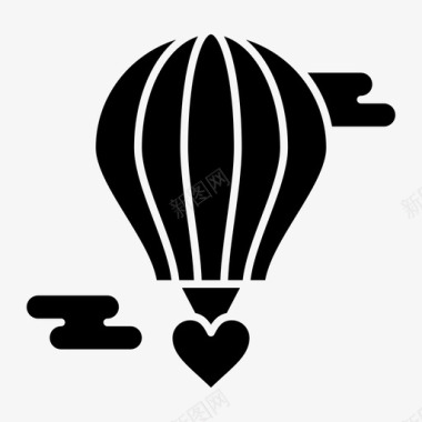 热气球飞翔的心爱图标图标