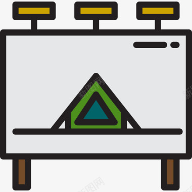 户外野营广告牌1线性颜色图标图标
