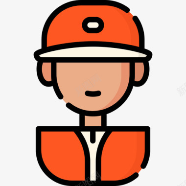 棒球运动棒球运动员体育头像2线性颜色图标图标