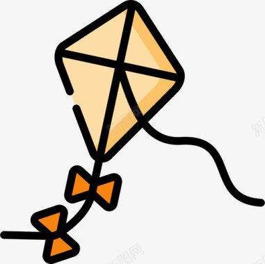 彩绘风筝风筝爱好和自由时间12线性颜色图标图标