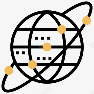 围绕地球地球网格众筹43黄影图标图标