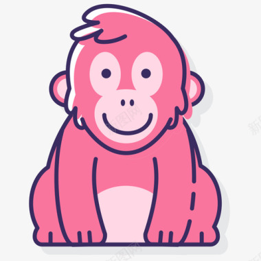 红毛猩猩动物22线形颜色图标图标