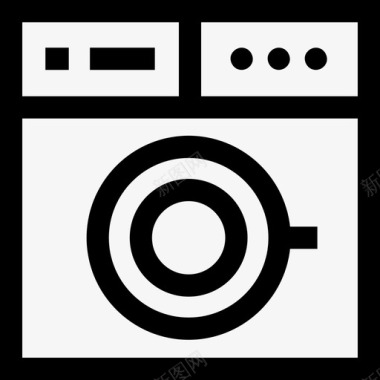 洗衣机洗衣机清洁78线性图标图标