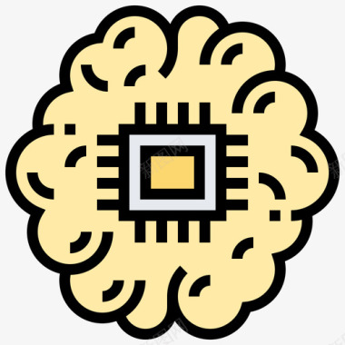 智能人工大脑人工智能60线性颜色图标图标