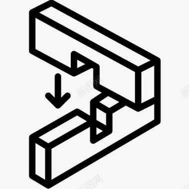 木工建筑和工具木工4线性图标图标