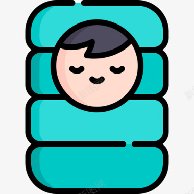 夏令营总动员睡袋夏令营8线性颜色图标图标