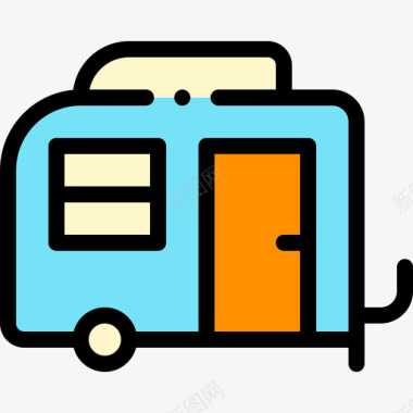 夏令营总动员商队夏令营10线性颜色图标图标